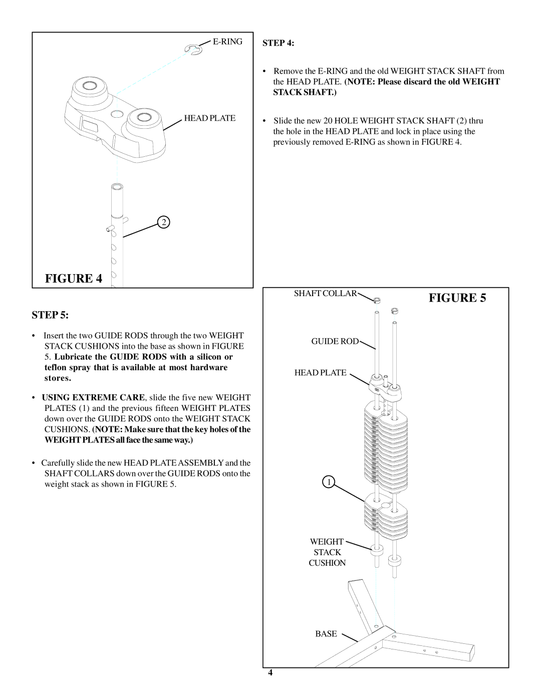 ParaBody 216 manual Weight Plates all face the same way, Stack Shaft 