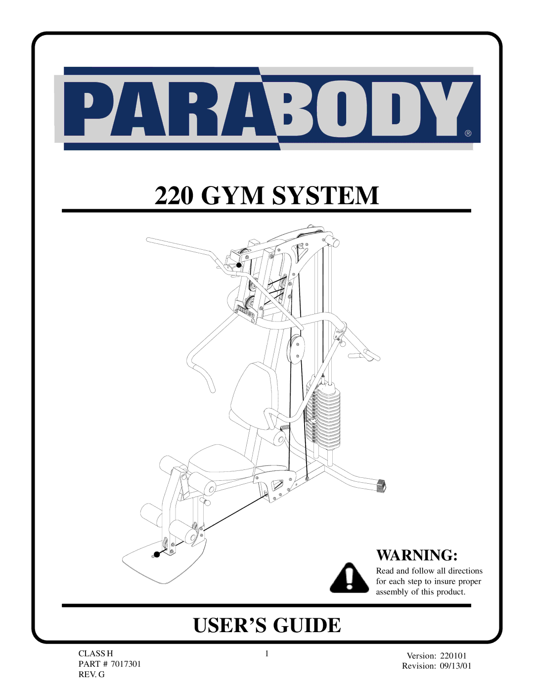 ParaBody 220 manual GYM System 