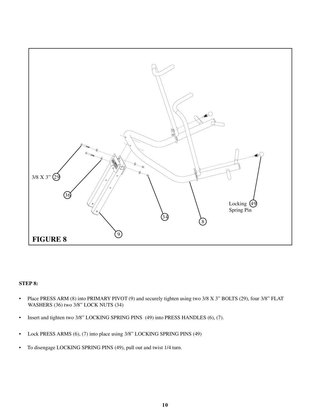 ParaBody 220 manual Locking Spring Pin 