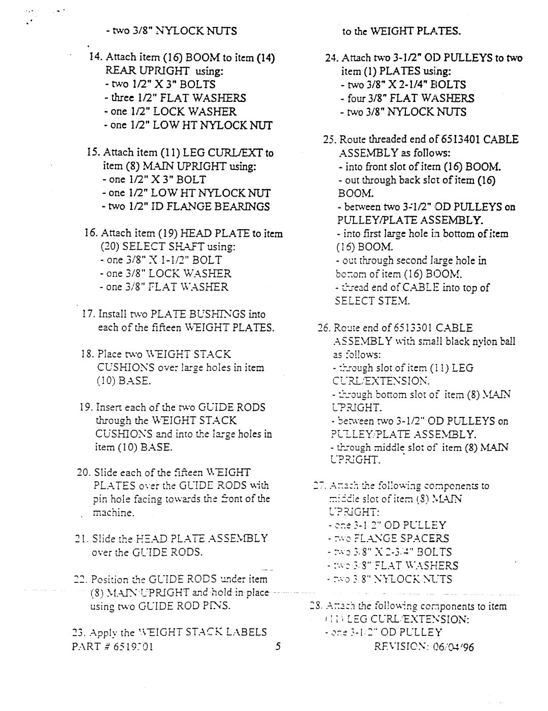 ParaBody 225 manual To the Weightplates 