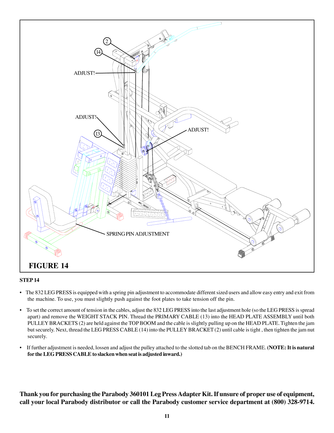 ParaBody 360101 manual Adjust Spring PIN Adjustment 