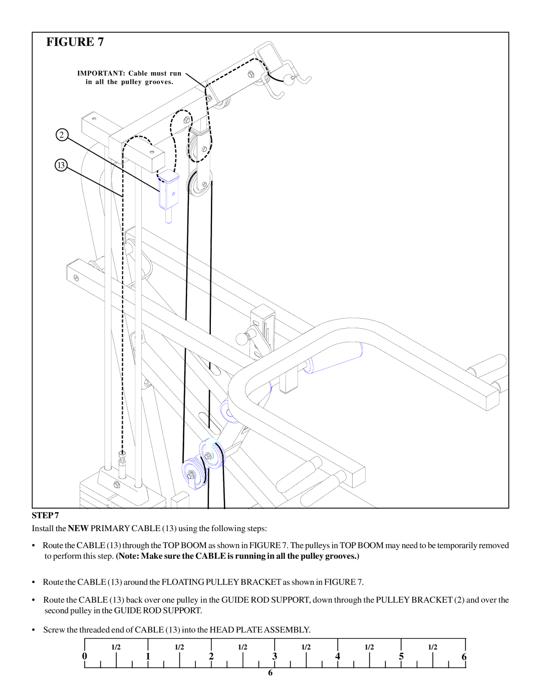 ParaBody 360101 manual Important Cable must run All the pulley grooves 