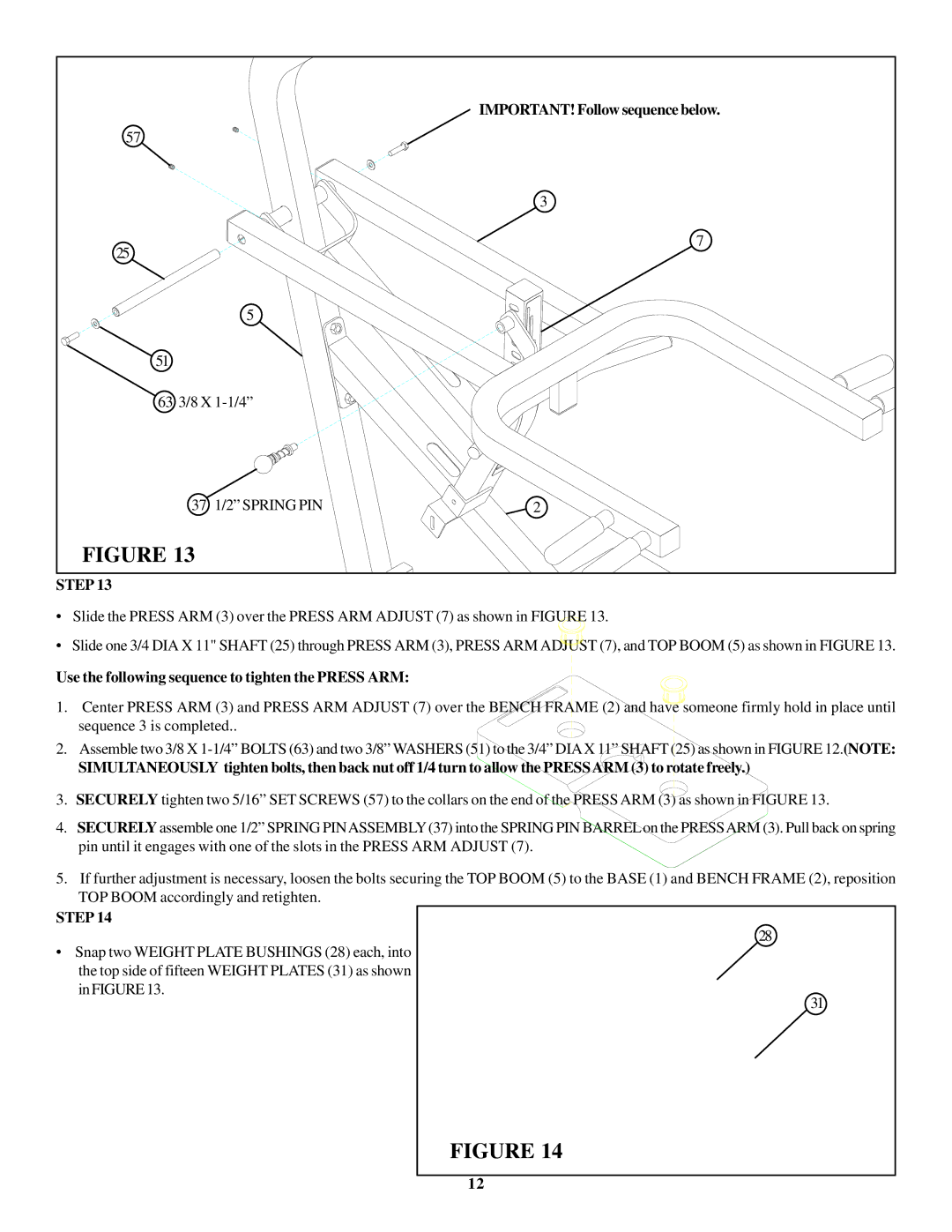 ParaBody 375101 manual IMPORTANT! Follow sequence below 