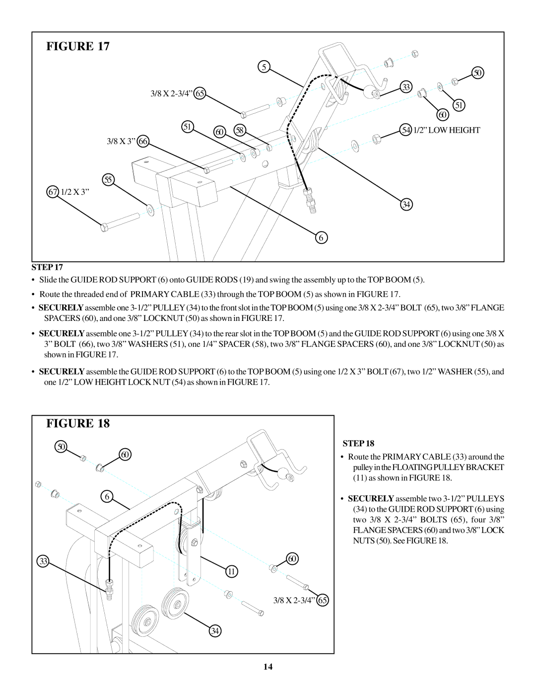 ParaBody 375101 manual X 2-3/4 54 1/2 LOW Height X 3 67 1/2 X 