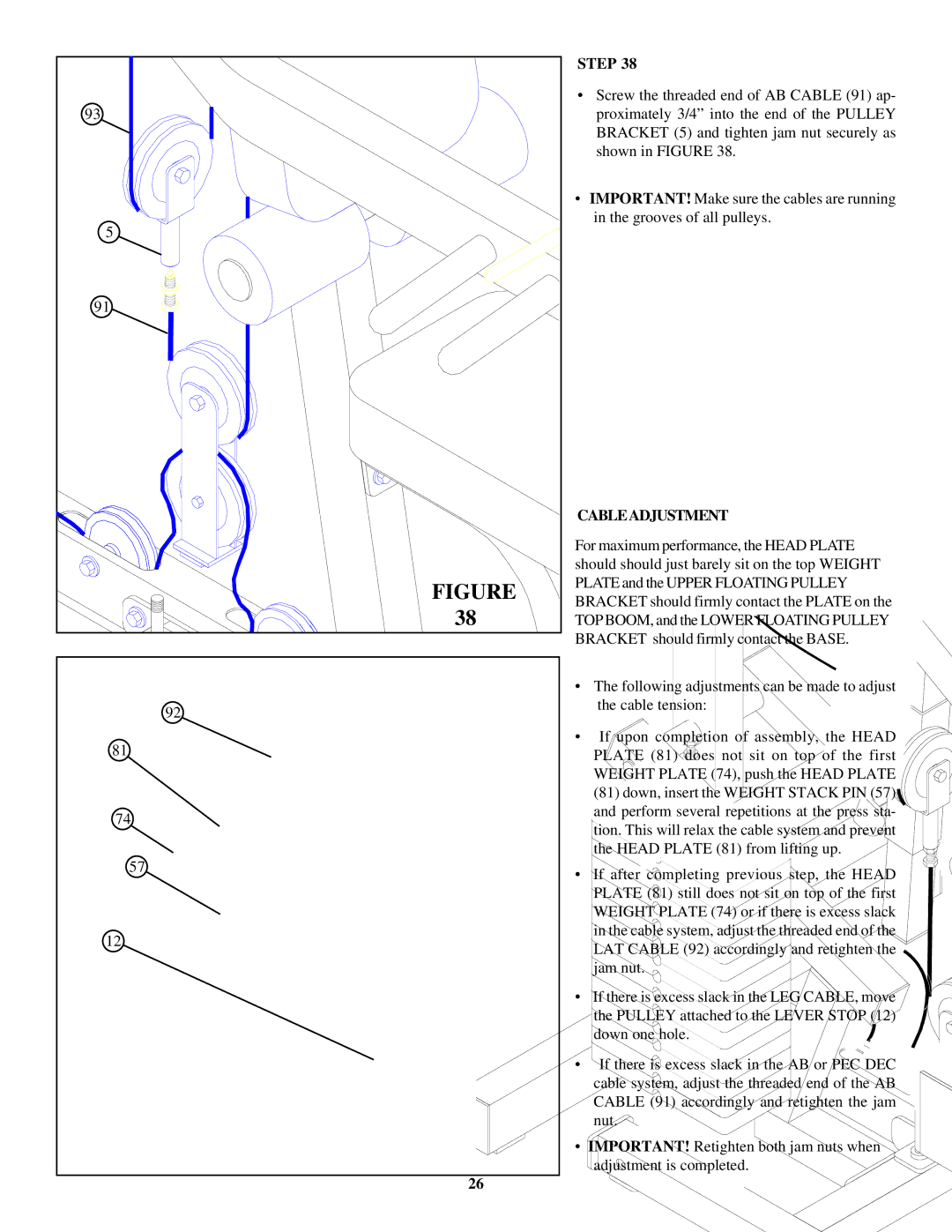 ParaBody 400101 manual Cableadjustment 