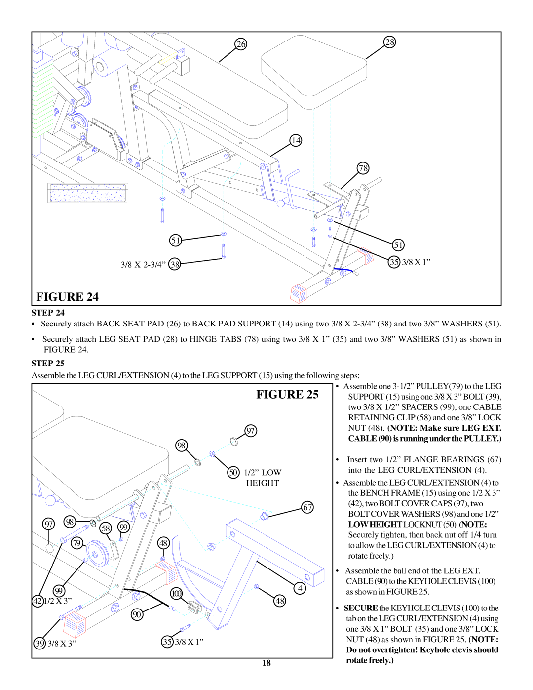 ParaBody 400102 manual NUT 48. Note Make sure LEG EXT, Lowheight LOCKNUT50.NOTE 