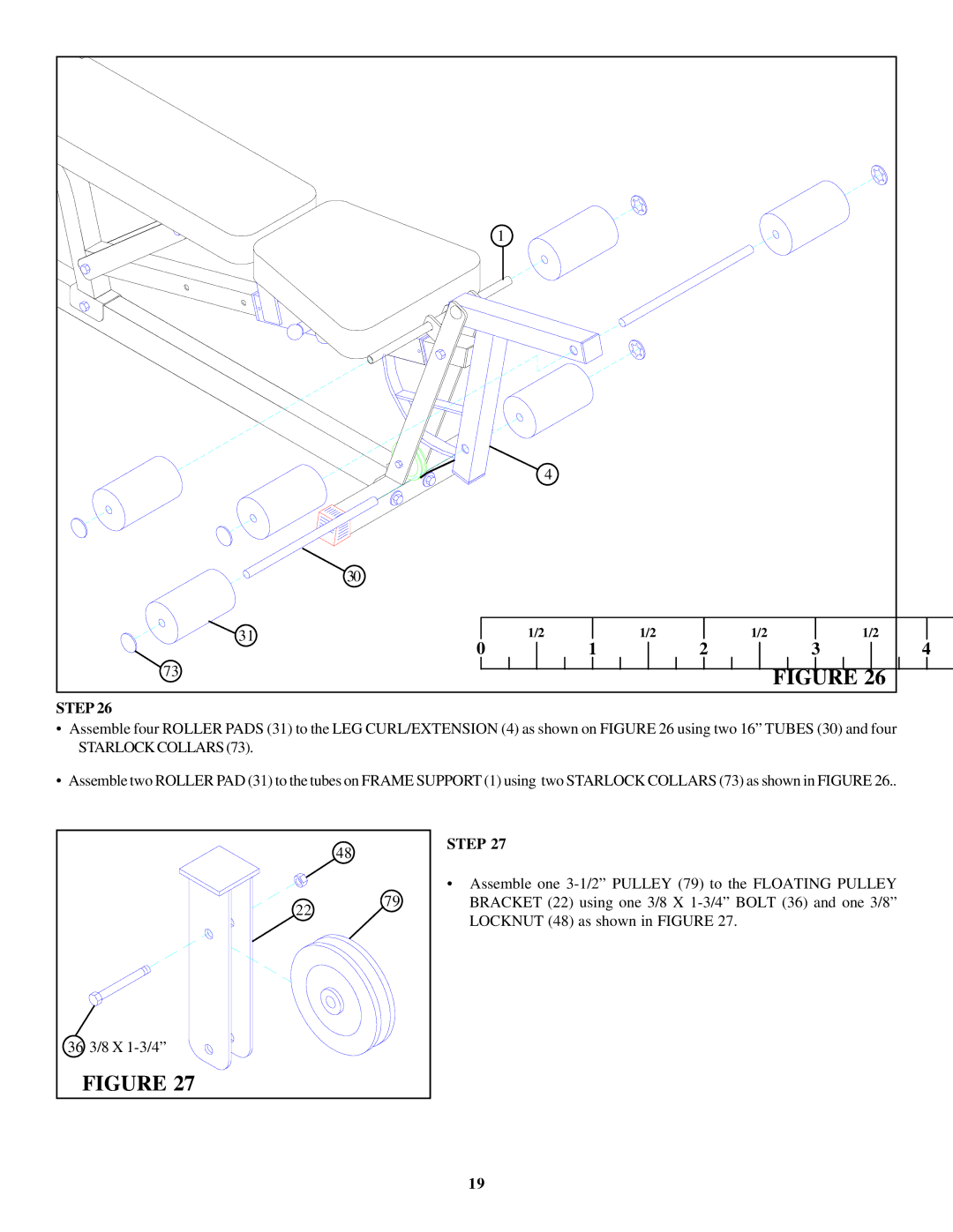 ParaBody 400102 manual Assemble one 3-1/2 Pulley 79 to the Floating Pulley 