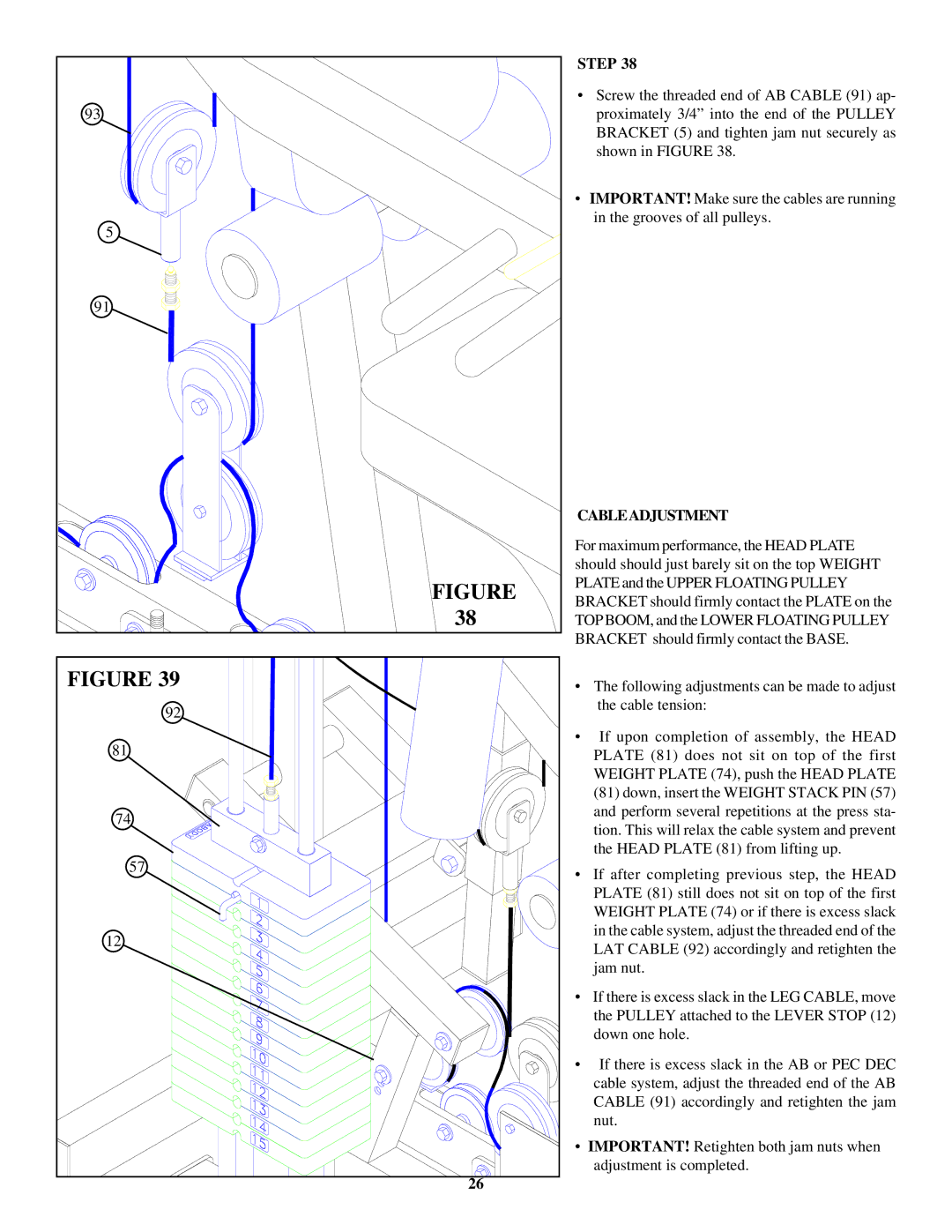 ParaBody 400102 manual Cableadjustment 