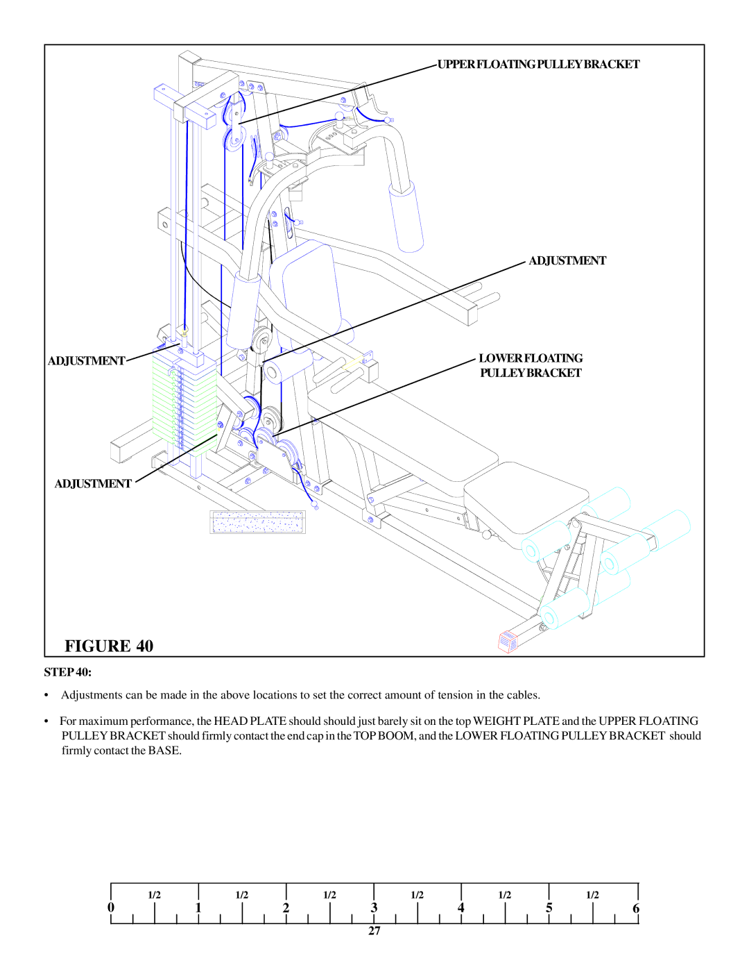 ParaBody 400102 manual Upperfloatingpulleybracket, Adjustment Lowerfloating Pulleybracket 