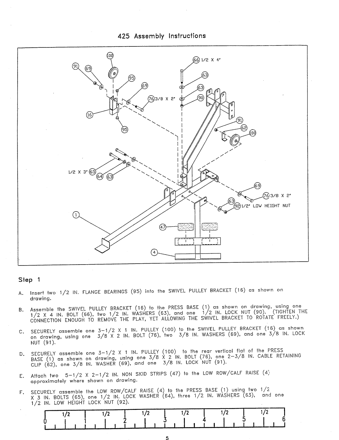 ParaBody 425 manual AssemblyInstructions, Step, I I 