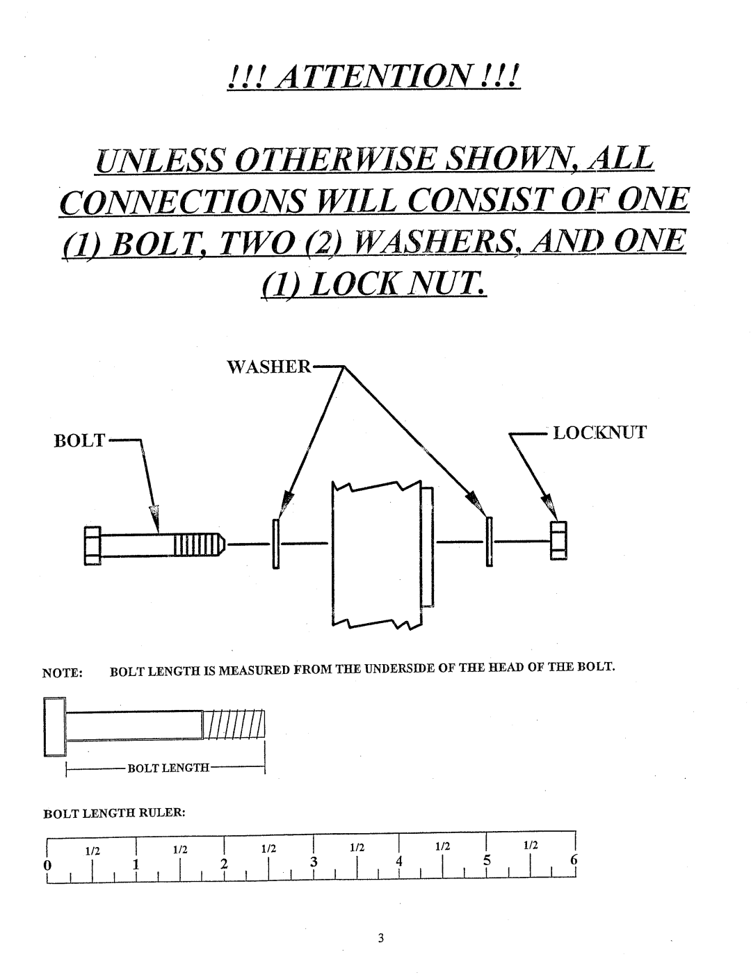 ParaBody 425 ii/i/I, UNL ESS 0 THER WISE SHO WN, ALL, Connections Will Consist Of One, Bolt, Two C Washers, Locknut, Cknut 