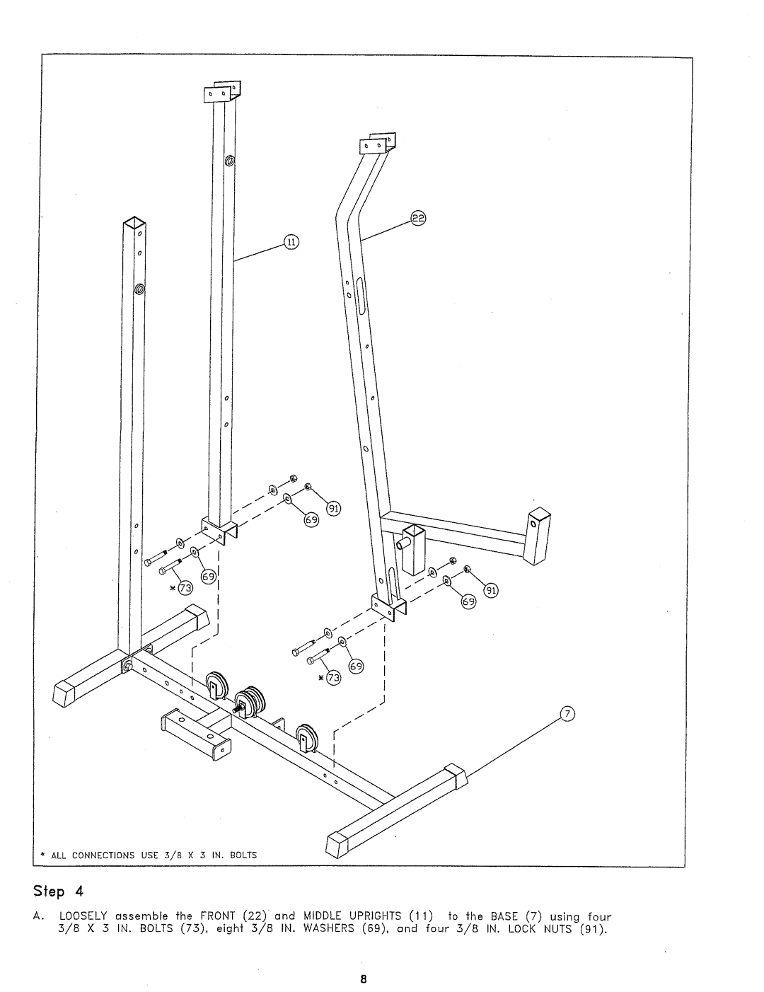 ParaBody 425 manual Sfep, ALLCONNECTIONSUSE5/8 × 5 IN. BOLTS 