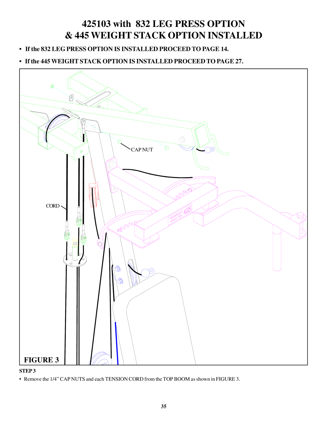 ParaBody 426103 manual Weight Stack Option Installed 