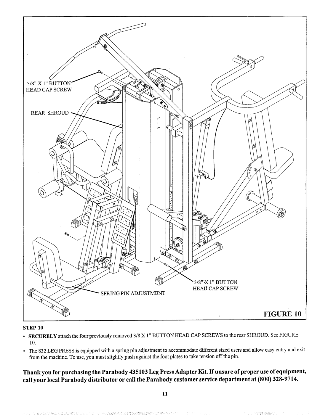 ParaBody 435103 manual Head CAP Screw 