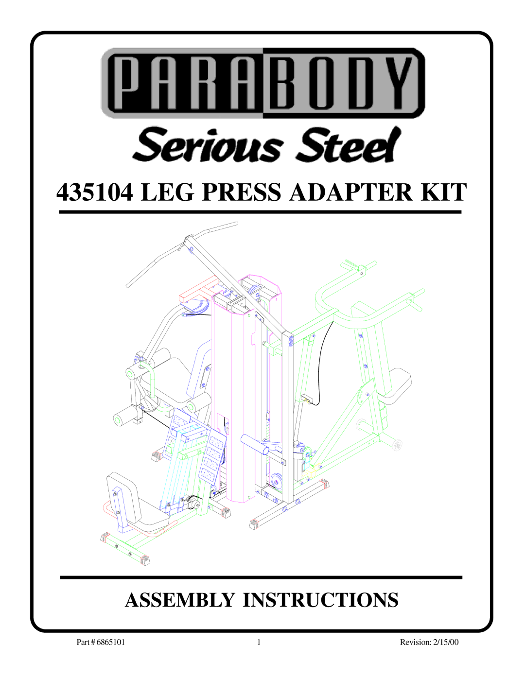 ParaBody 435104 manual LEG Press Adapter KIT 