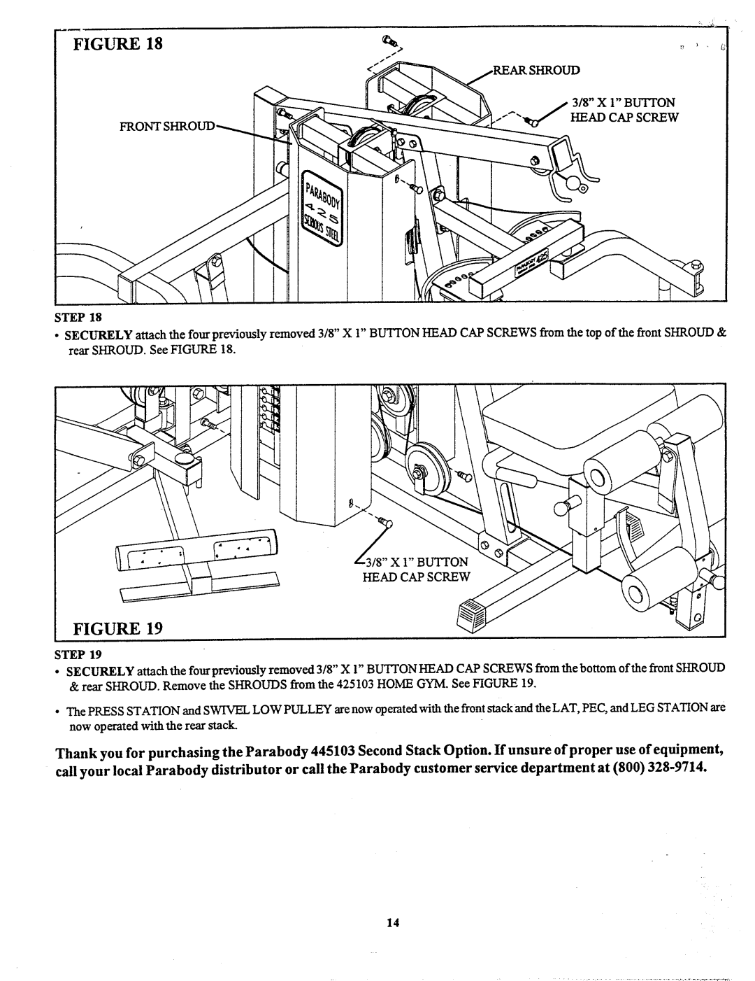 ParaBody 445103 manual Head CAP Screw Front, TEP19 