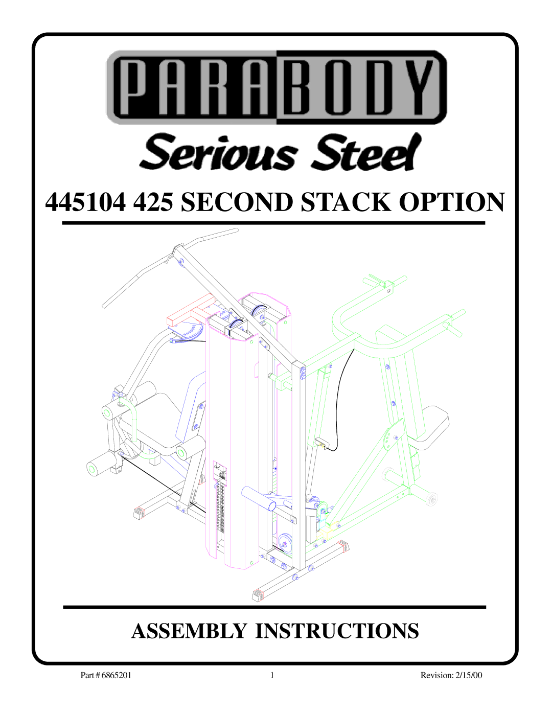 ParaBody manual 445104 425 Second Stack Option 