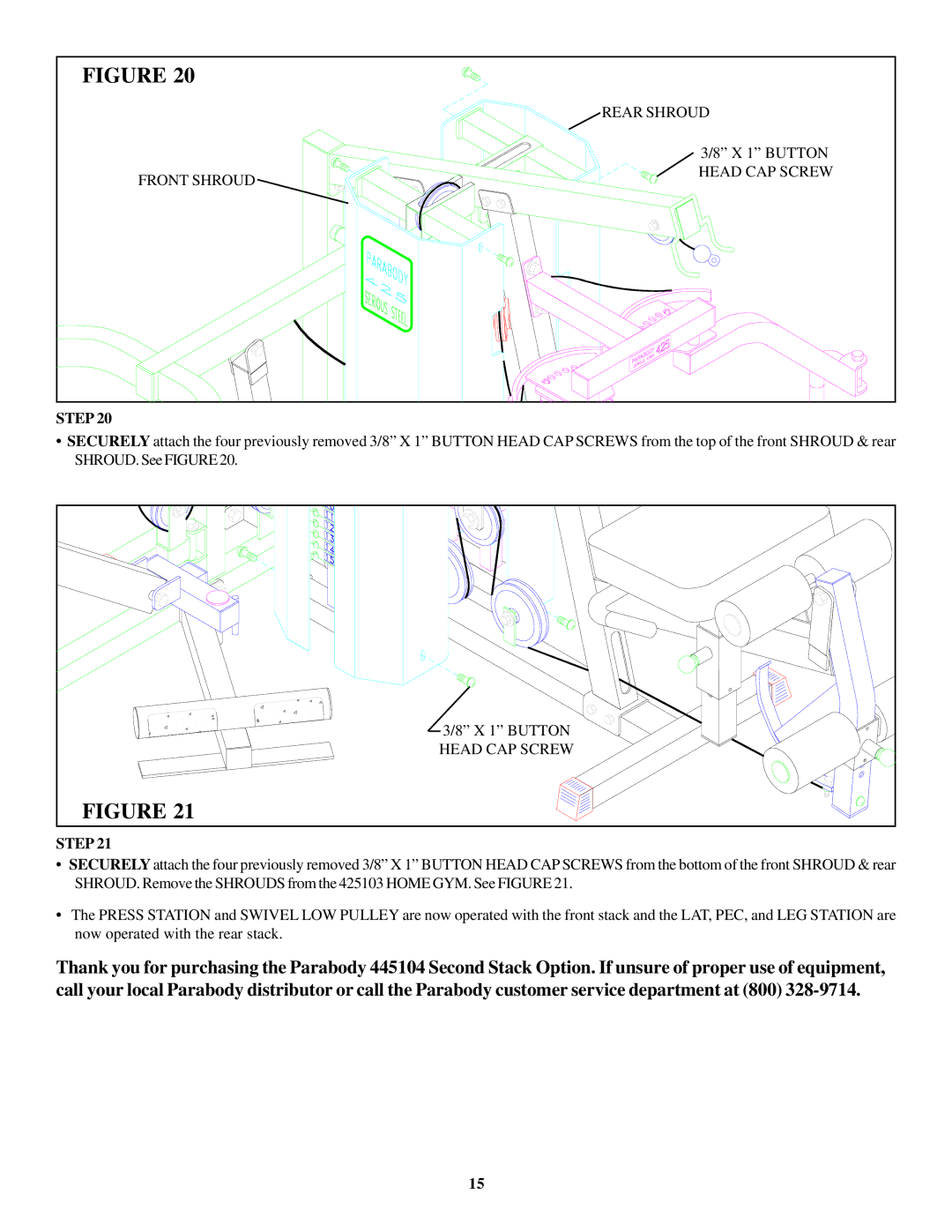 ParaBody 445104 manual Front Shroud Head CAP Screw 
