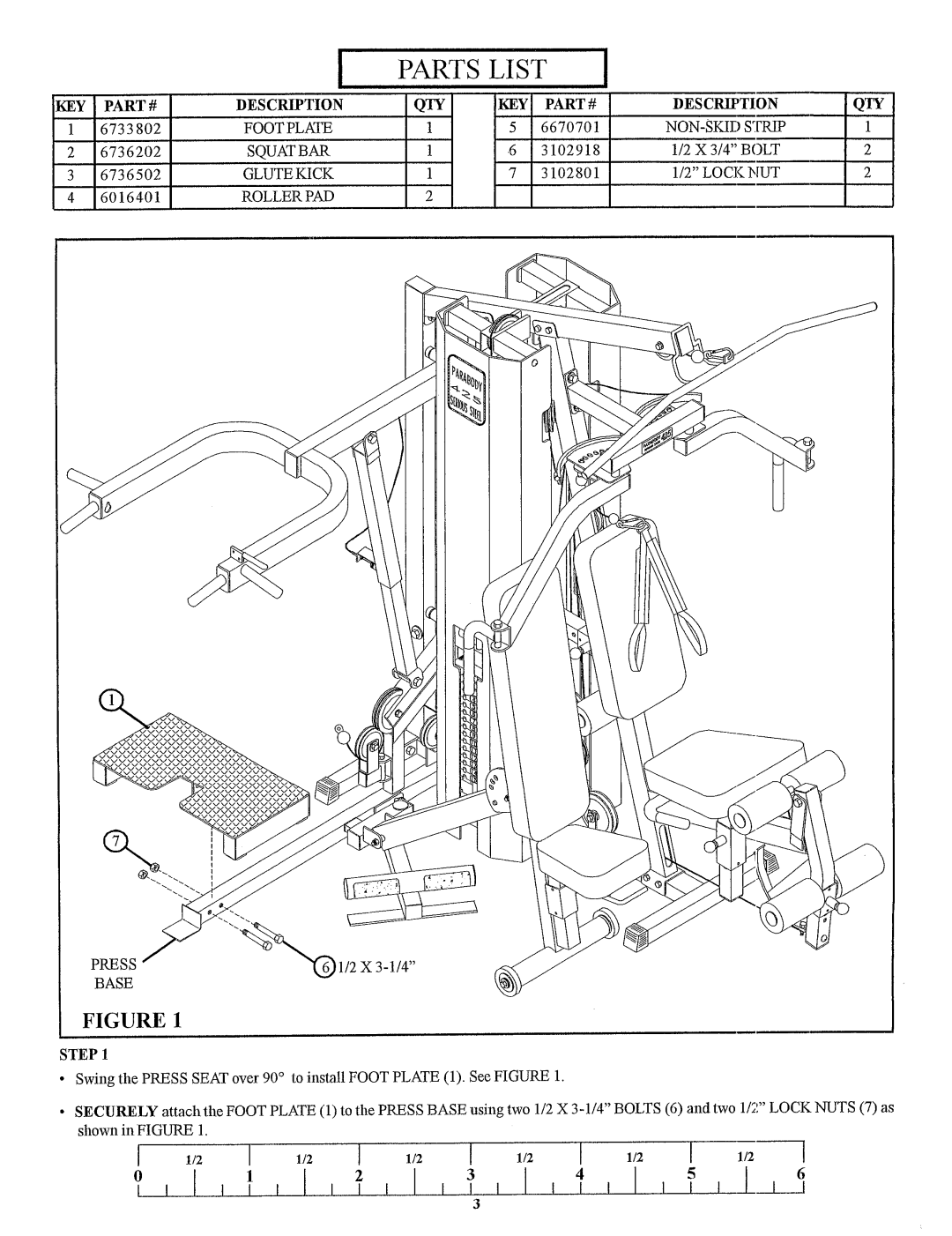 ParaBody 465104 manual PART# Description KEY 