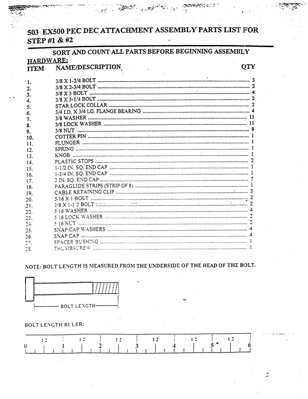 ParaBody 503 manual 8LOCKWASHER, Bolt Length Rller 