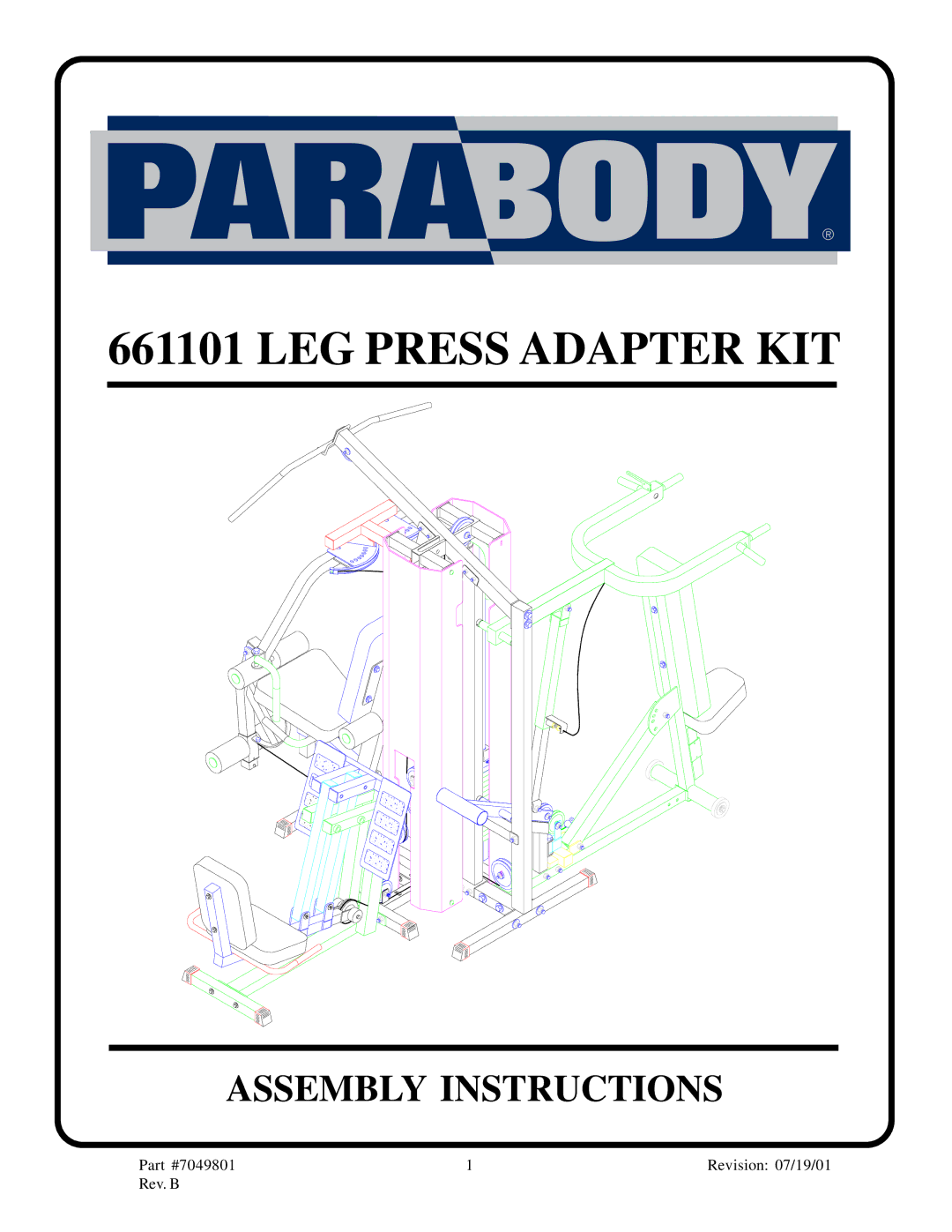 ParaBody 661101 manual LEG Press Adapter KIT 