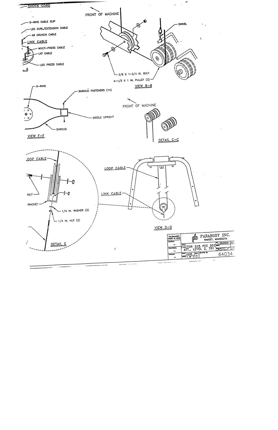 ParaBody 701 manual Front of Machine 