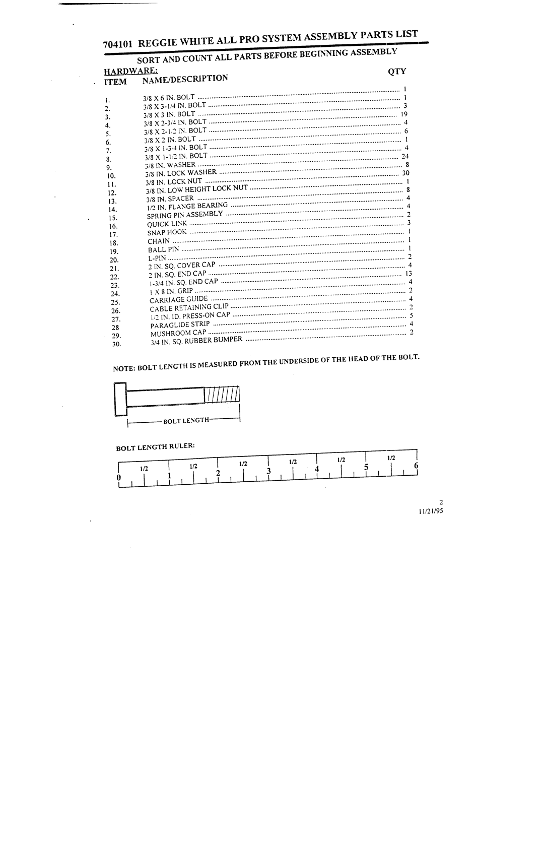 ParaBody 704101 manual In. Flangebea~Ng, ~IN S Cove, 4INSQEND.CAP, Boltlength 