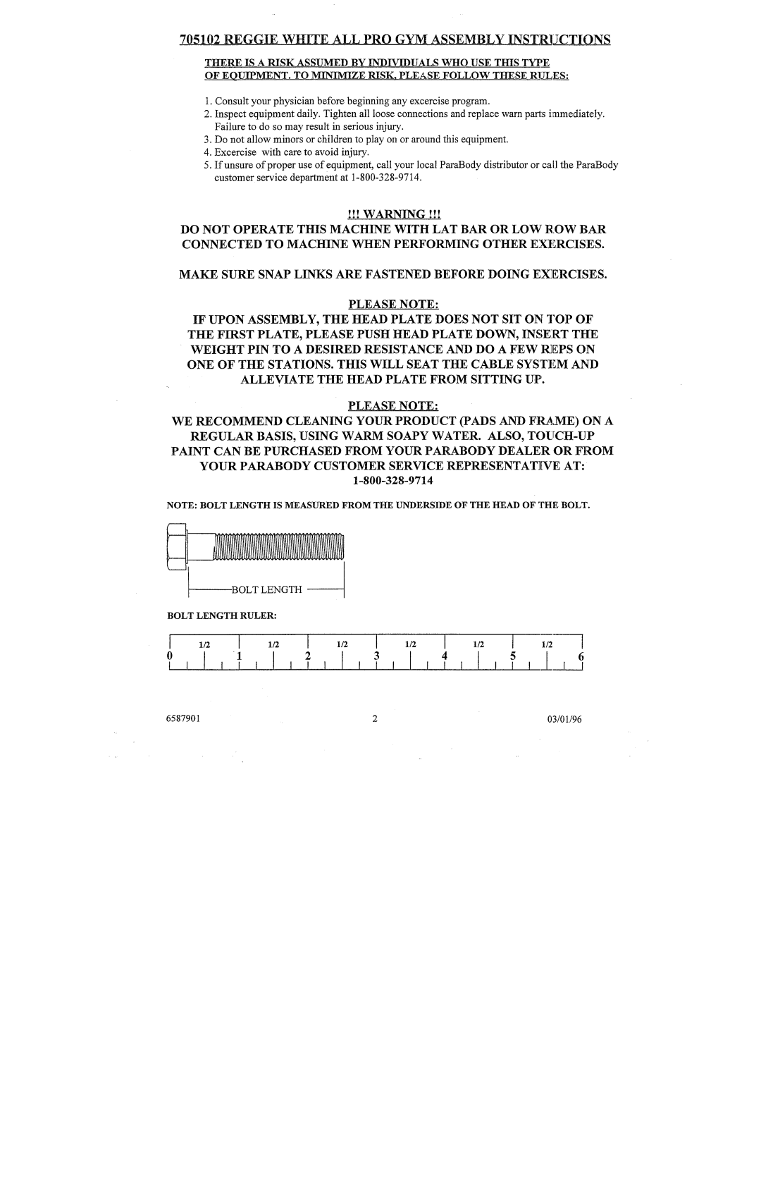 ParaBody 705102 manual 1/2 1/2 1/2 1/2 I 1/2 