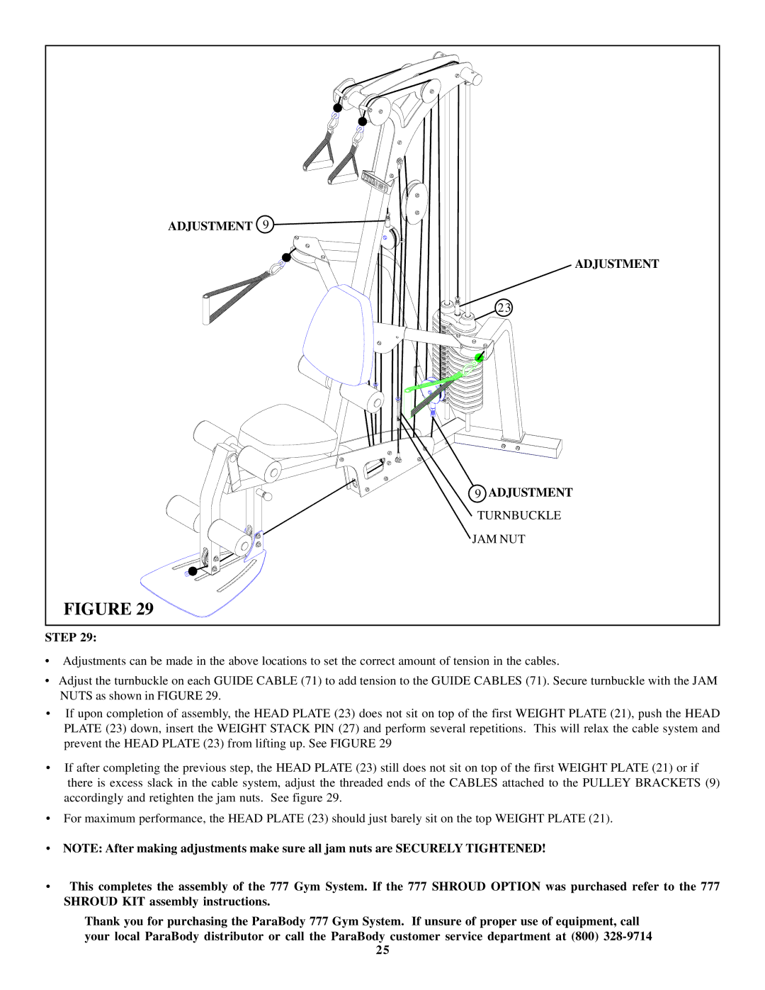 ParaBody 777 manual Adjustment 