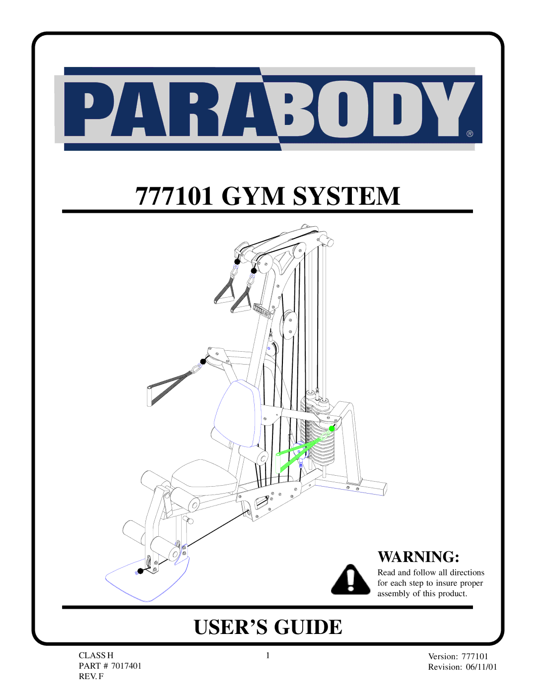 ParaBody 777101 manual GYM System 