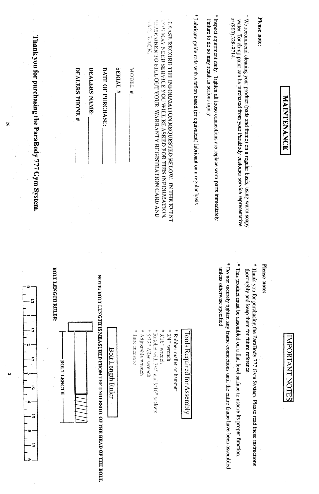 ParaBody 778 manual 