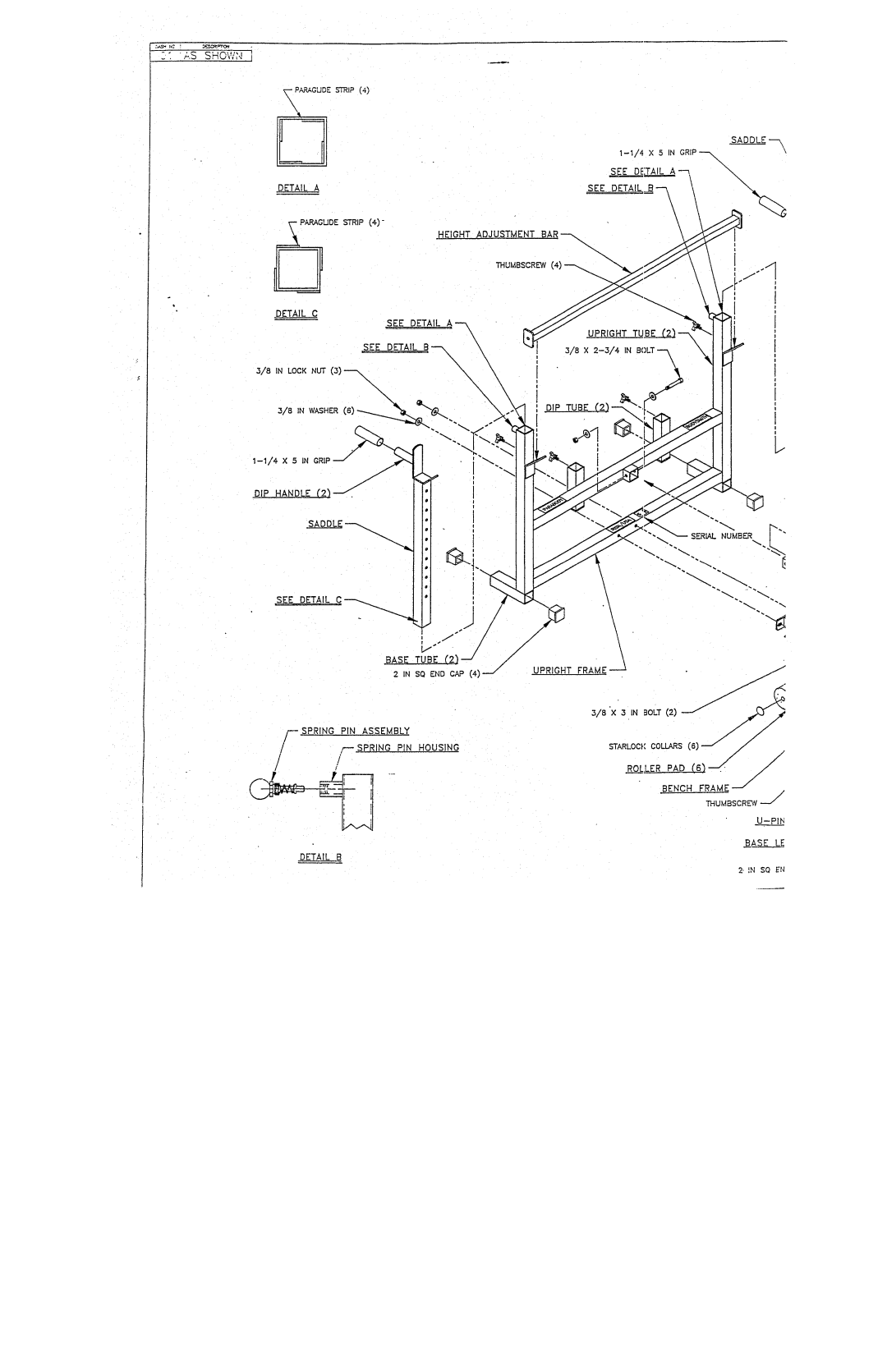 ParaBody 807 manual AS SHOWNj 