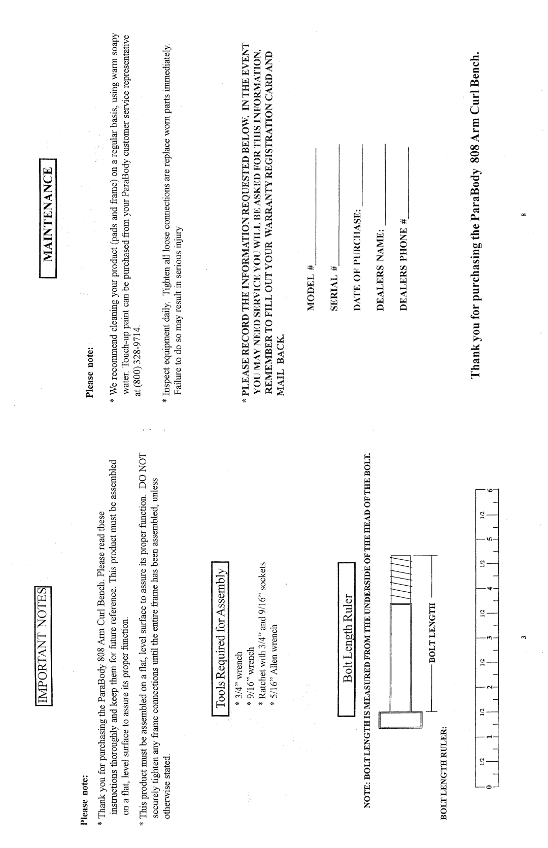 ParaBody 808 manual 