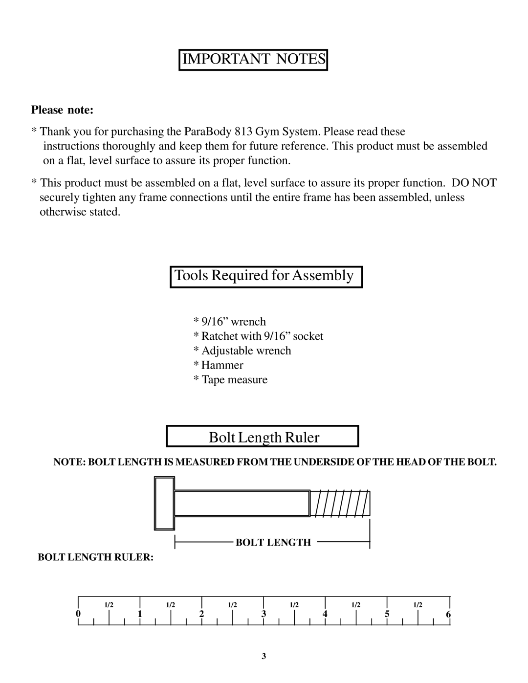 ParaBody 813 manual Important Notes, Please note 