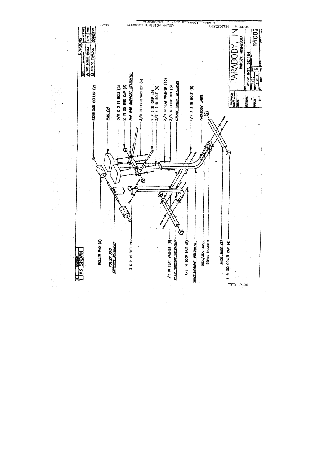 ParaBody 821104 manual CONSUMERDIMIS!ON Ramsey 