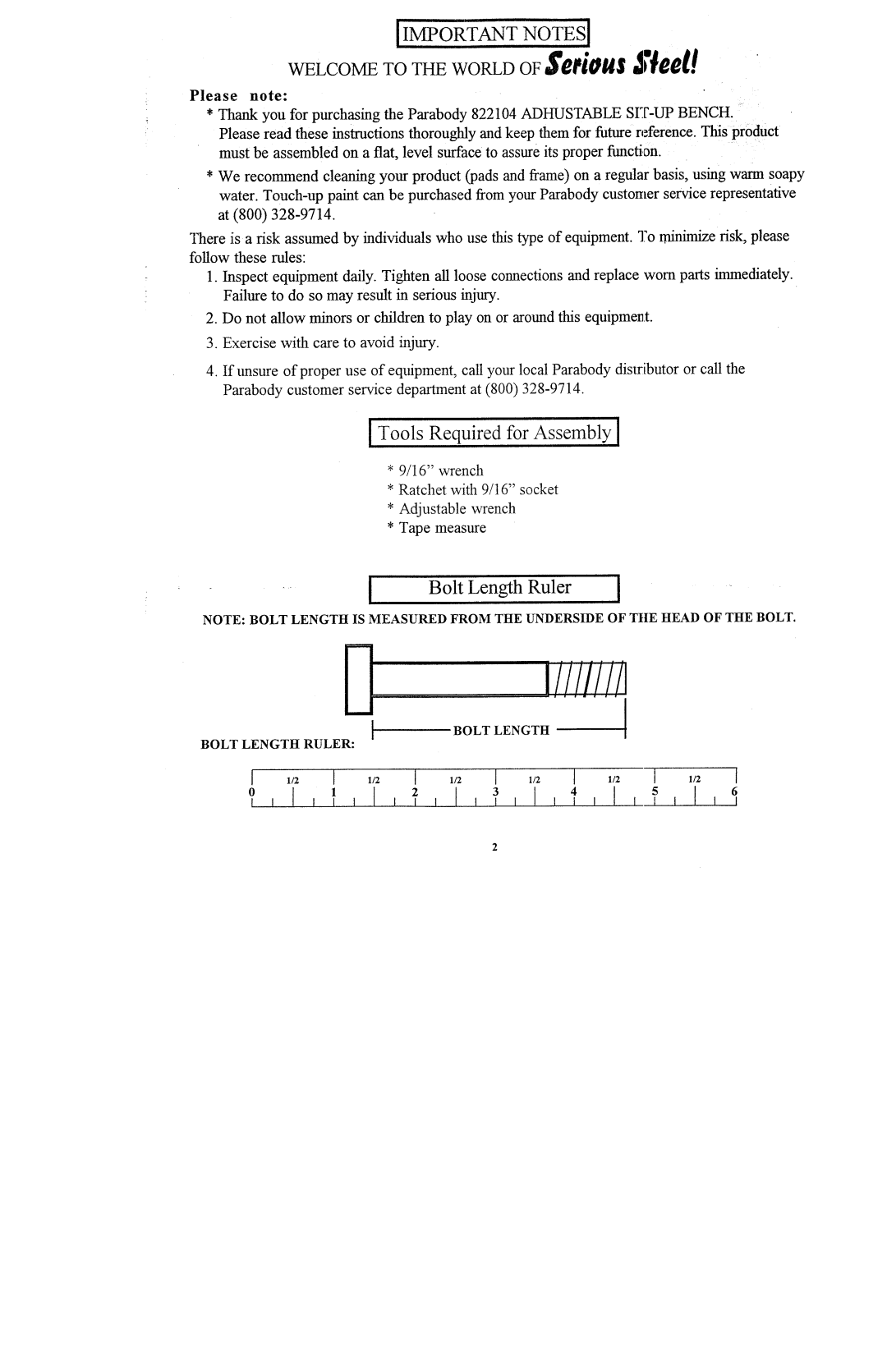 ParaBody 822104 manual IIi!iiii~ 