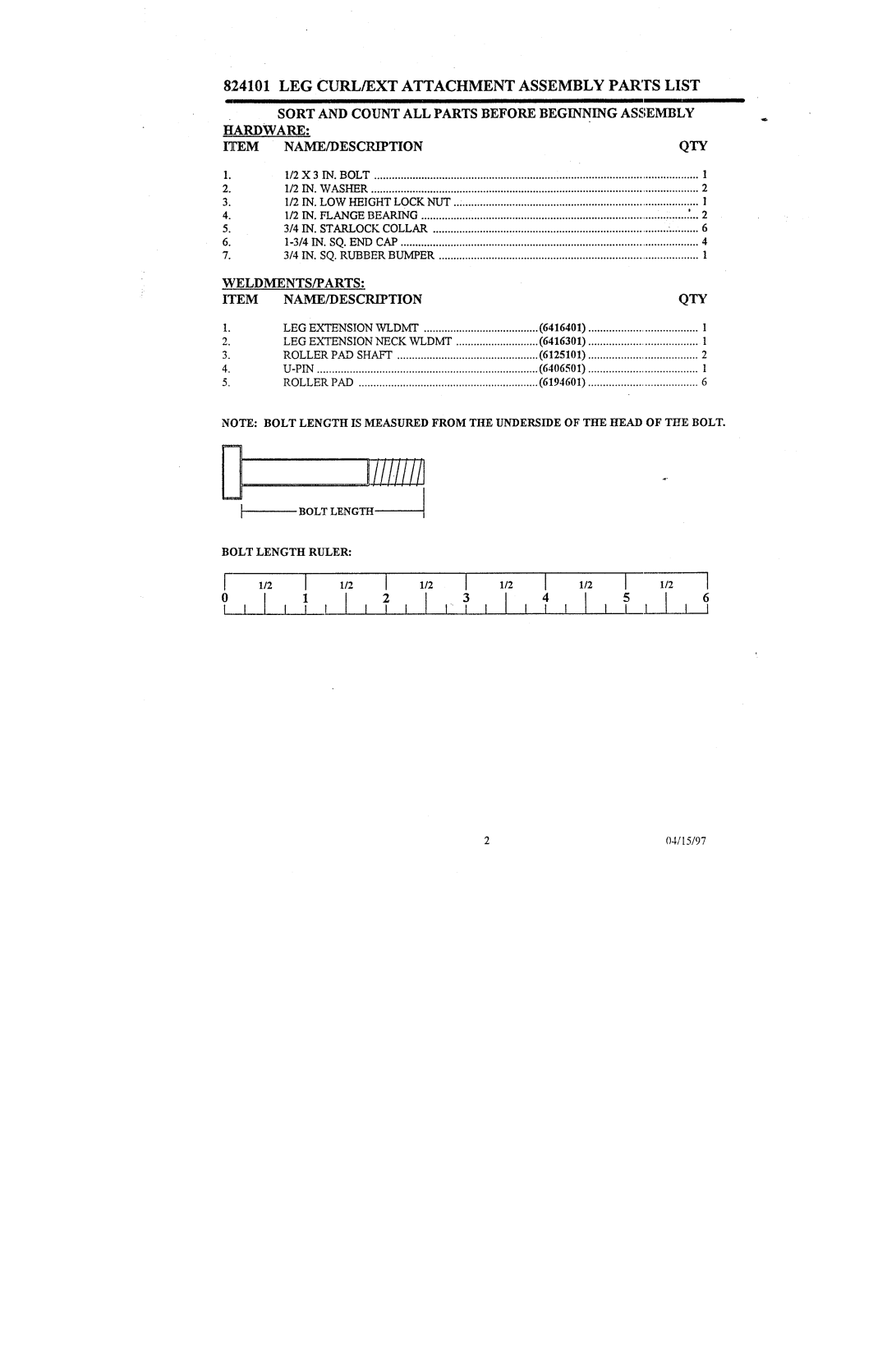 ParaBody 824101 manual I t I I 