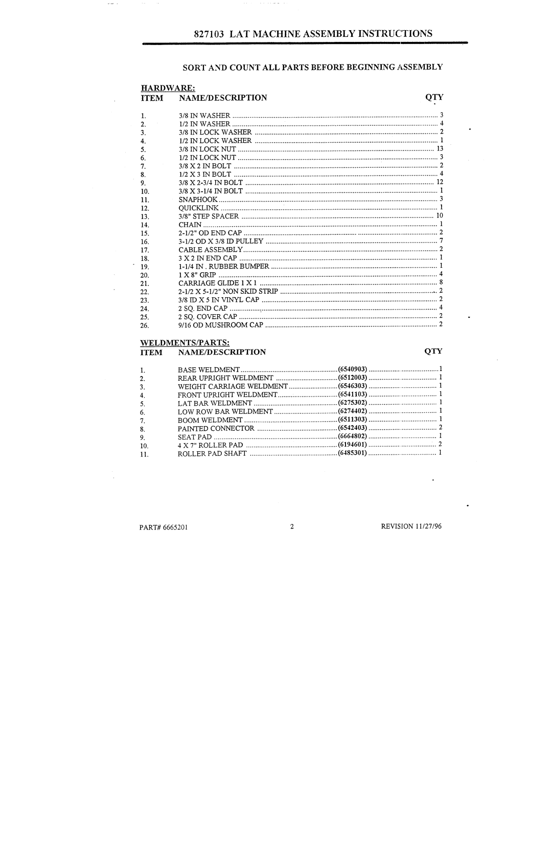 ParaBody 827103 manual Qty 