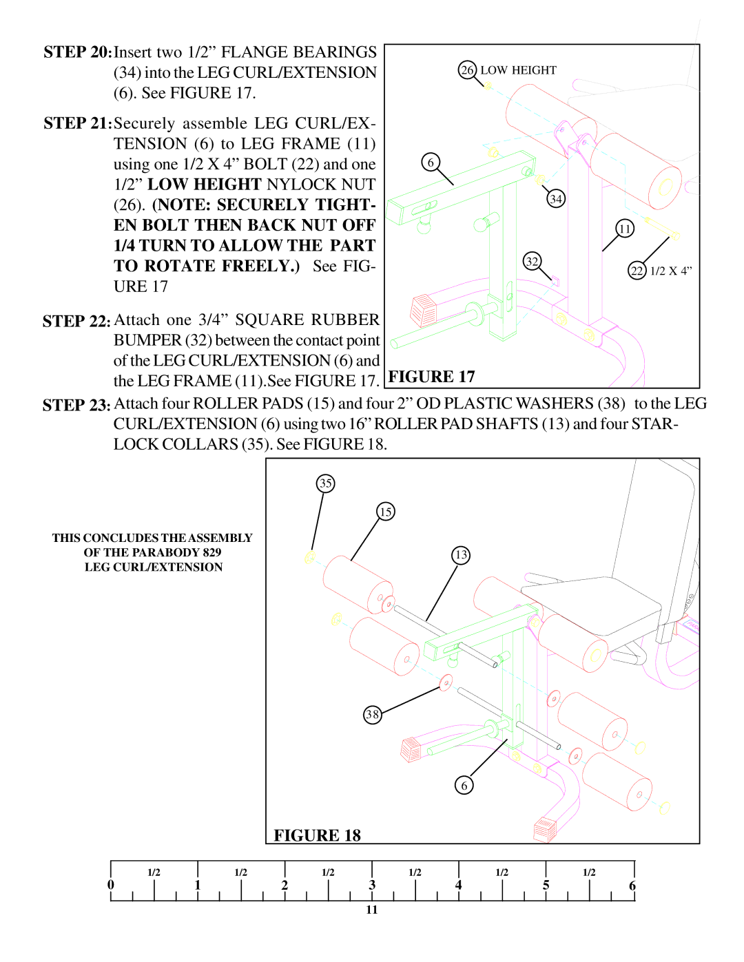 ParaBody 829 manual LOW Height Nylock NUT 26. Note Securely Tight 