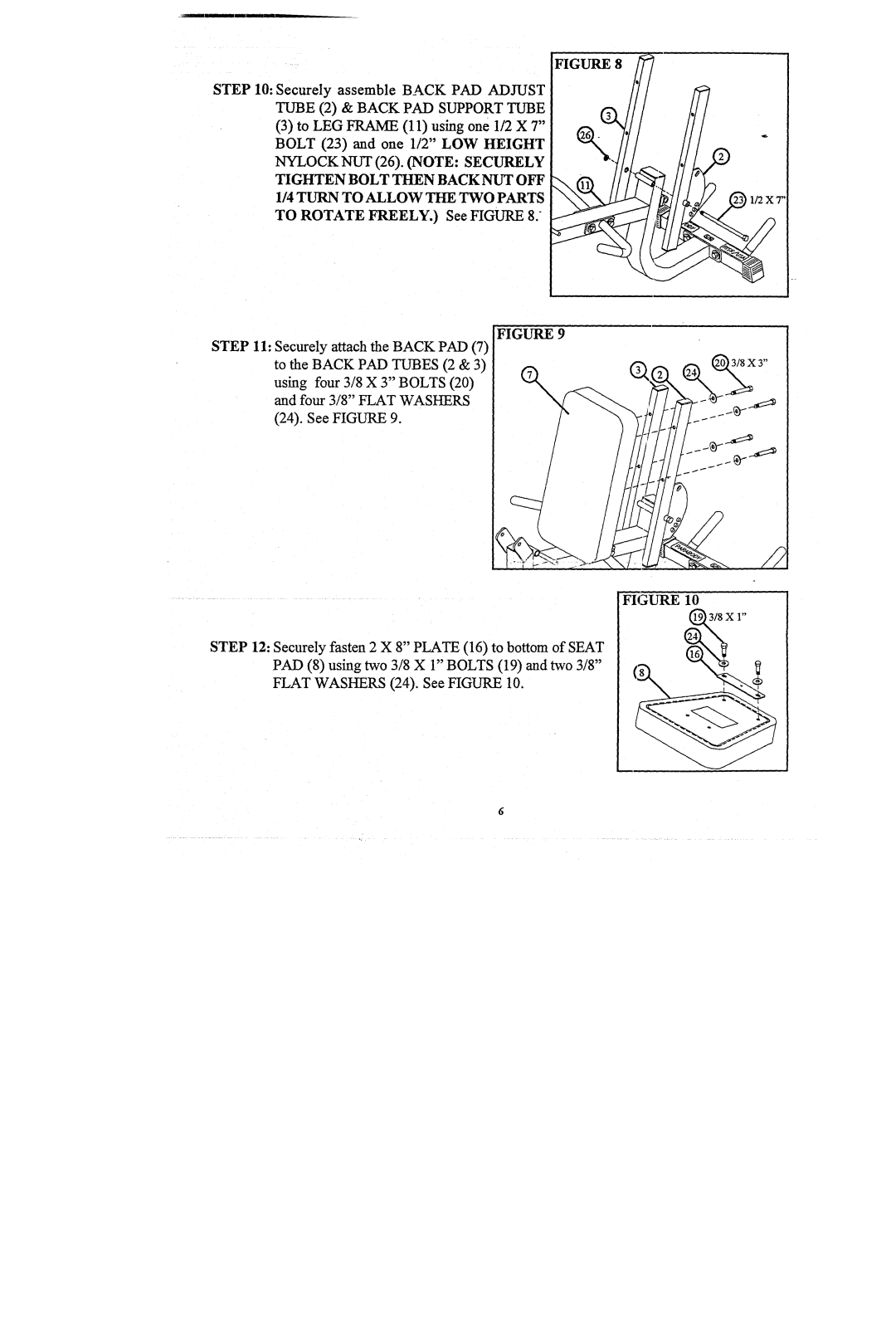 ParaBody 829102 manual Tighten Bolt then Back NUT OFF, To ROTATEFREELY. See 