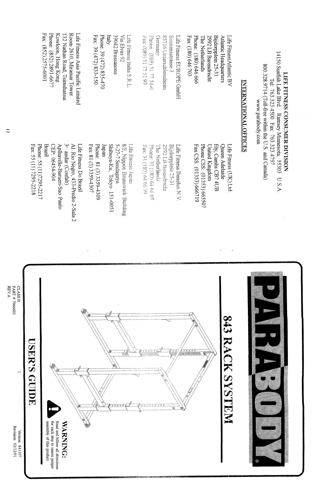 ParaBody 843 manual 