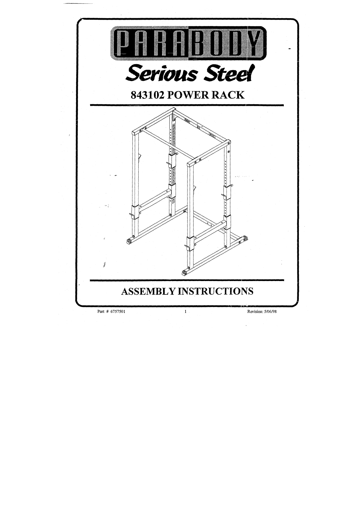 ParaBody 843102 manual Power Rack 