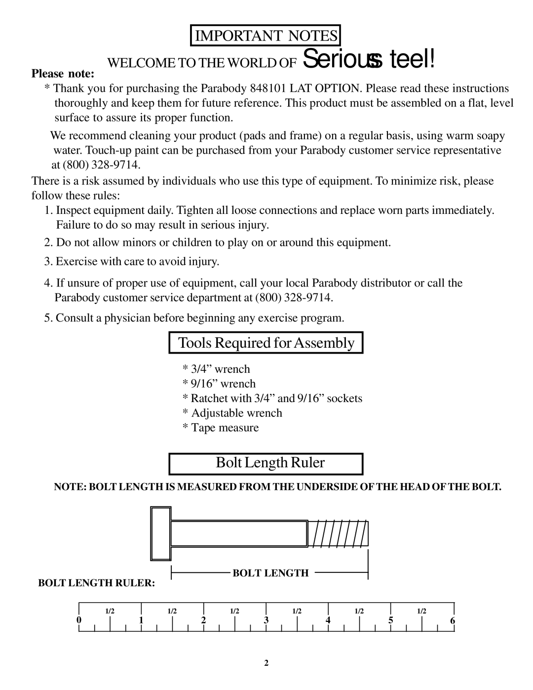 ParaBody 848101 manual Serious steel 