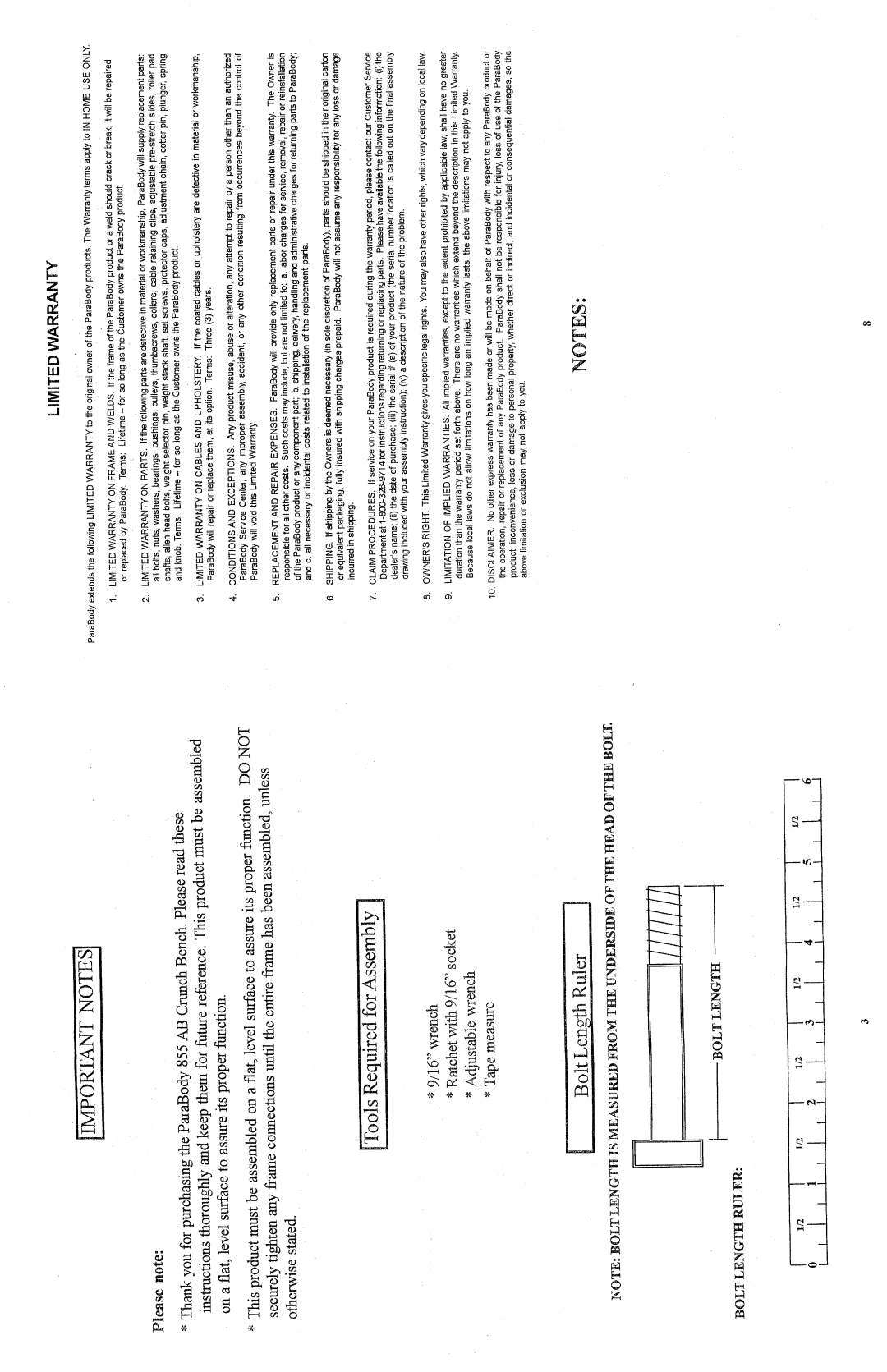 ParaBody 855 manual 