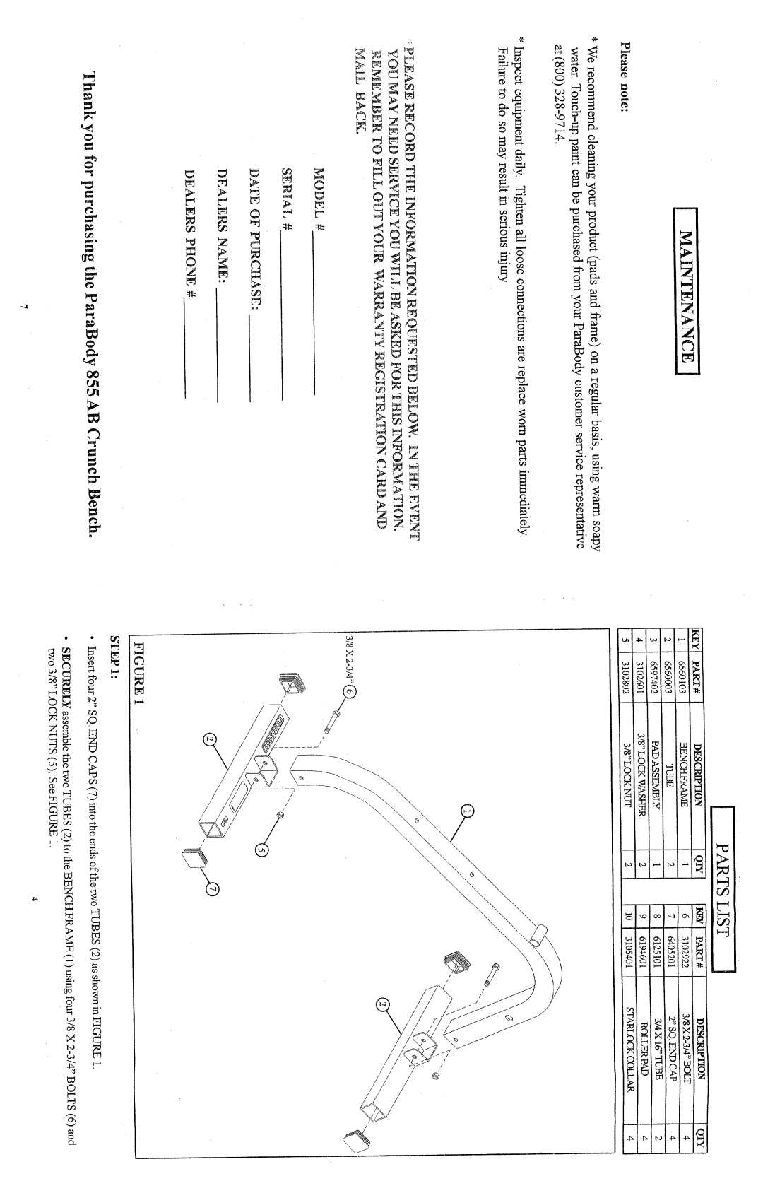 ParaBody 855 manual 