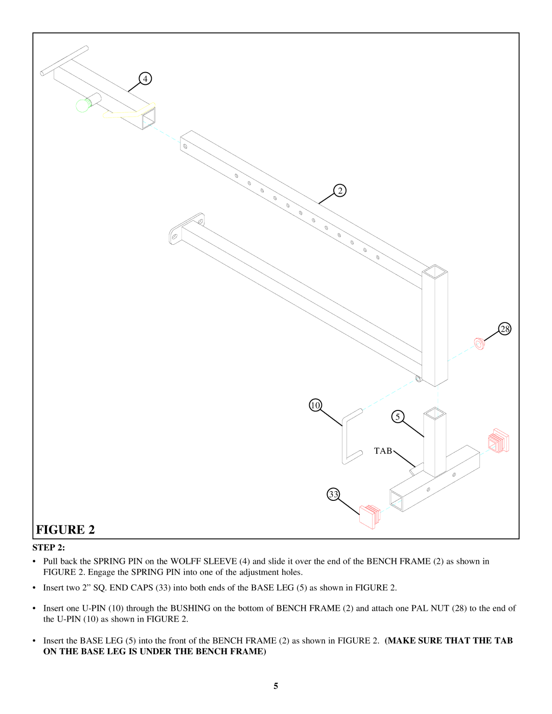 ParaBody 877102 manual On the Base LEG is Under the Bench Frame 