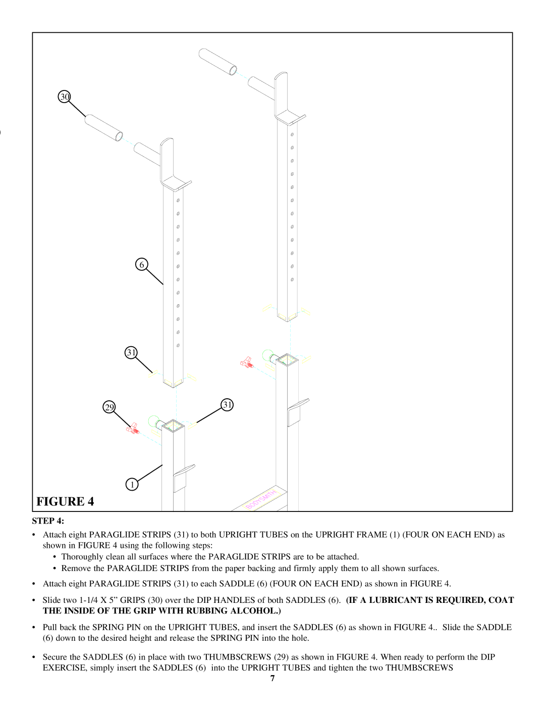 ParaBody 877102 manual Inside of the Grip with Rubbing Alcohol 