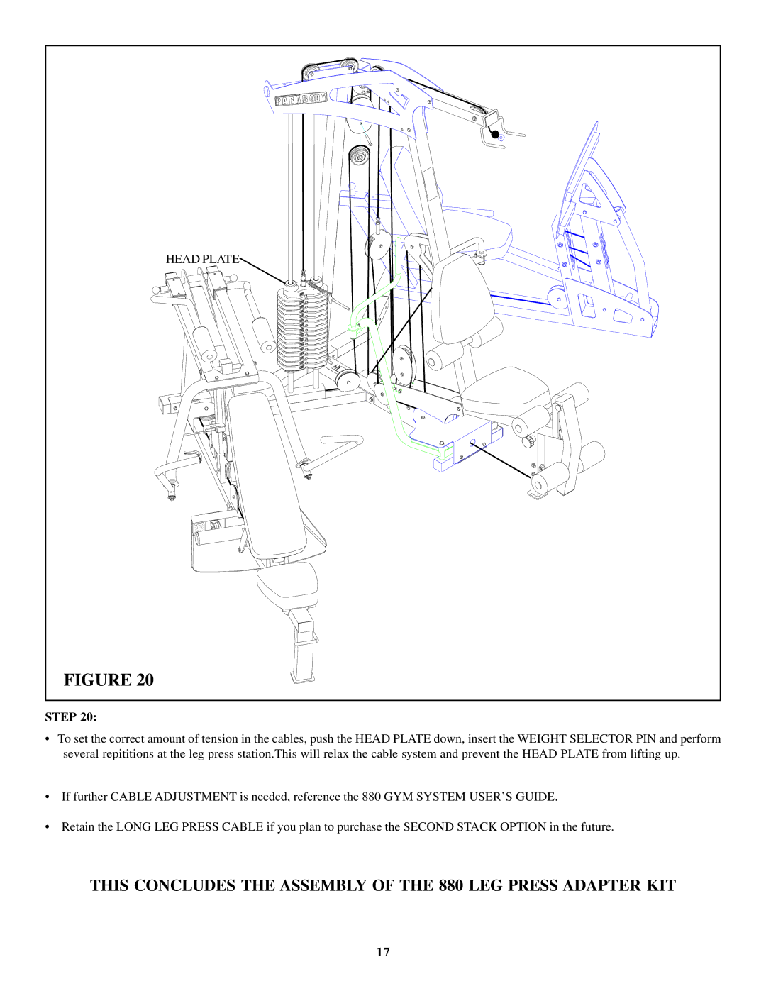 ParaBody 881 manual This Concludes the Assembly of the 880 LEG Press Adapter KIT 