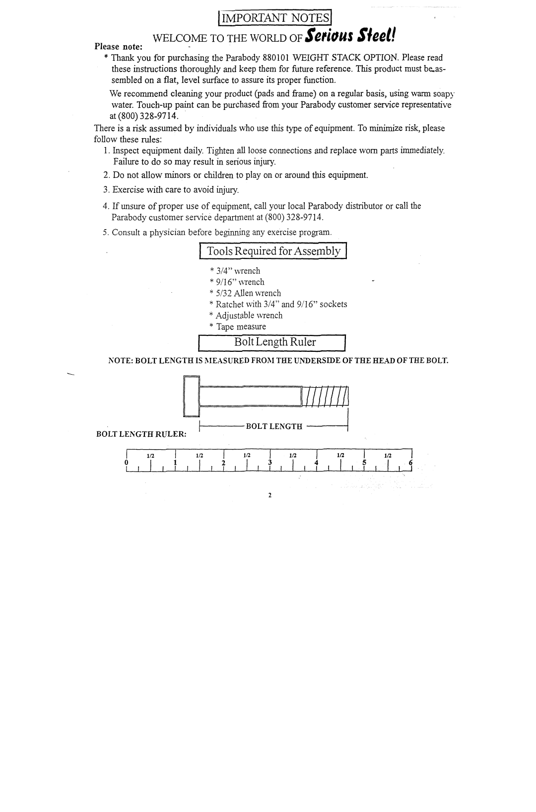 ParaBody 880101 manual ~111iiiiil 