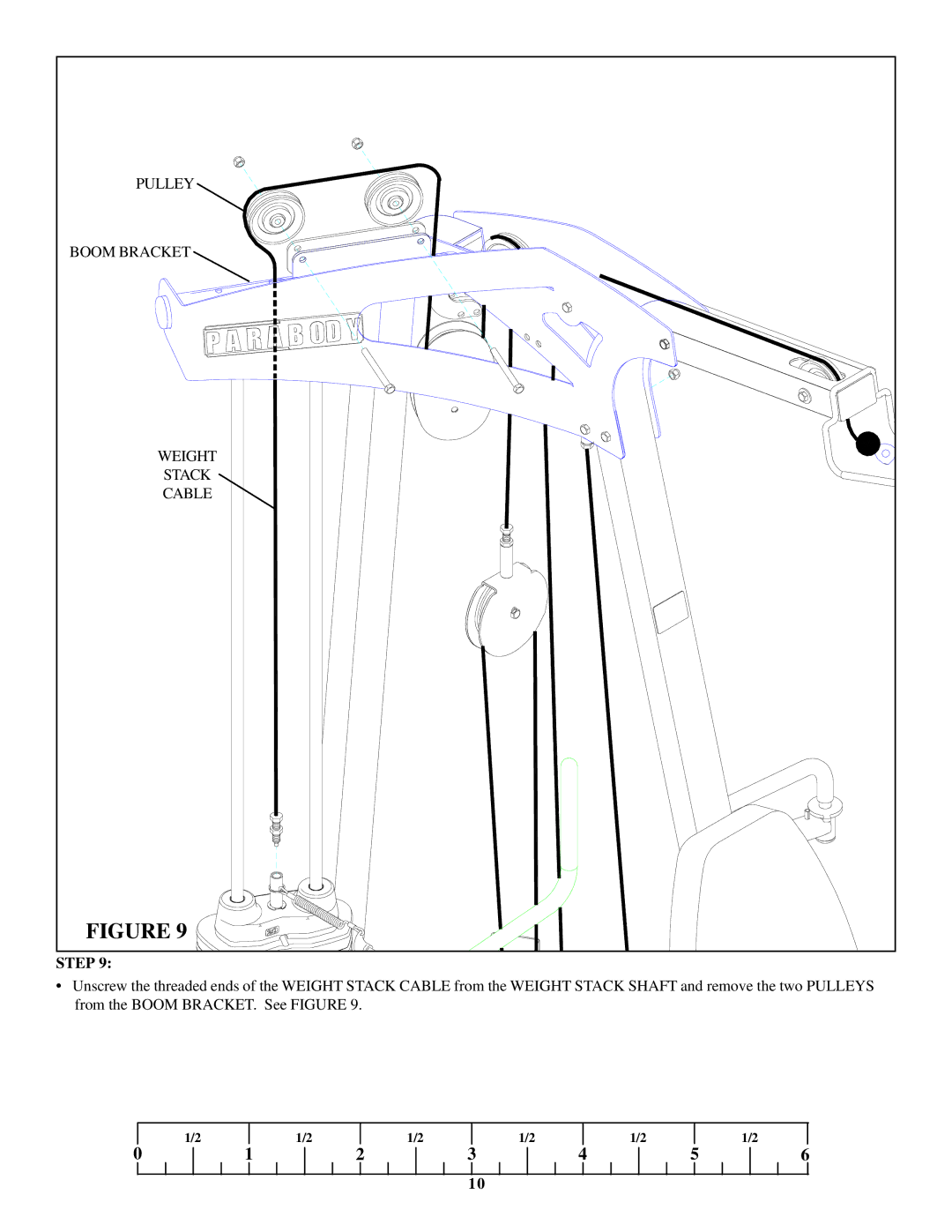 ParaBody 883 manual Pulley Boom Bracket Weight Stack Cable 